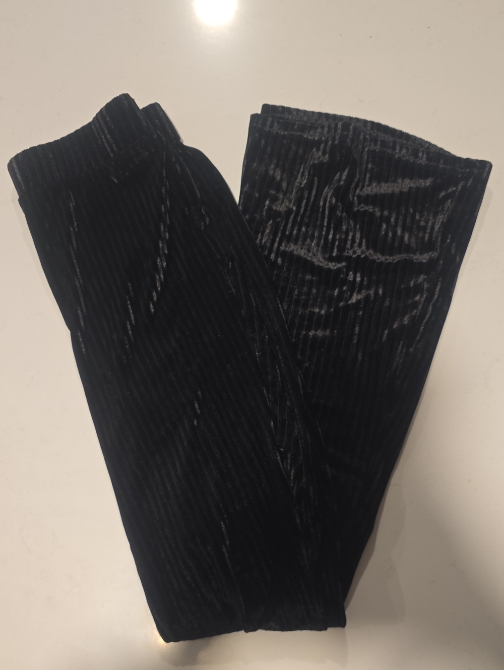 Black Velvet Ribbed Pants - Picture 2 of 3